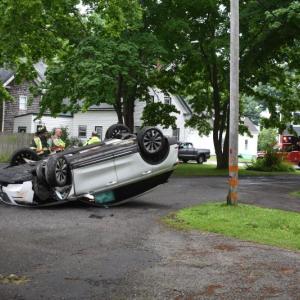 crash scene, Cedar Street in background