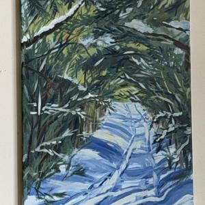 painting, snow trail