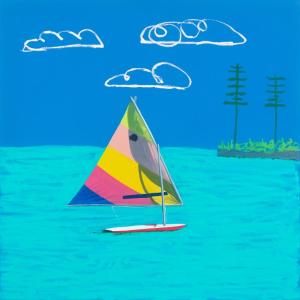 painting of a windsurfing watercraft