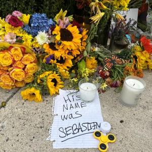 a makeshift memorial in biddeford