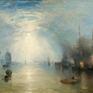 painting of schooners in a harbor