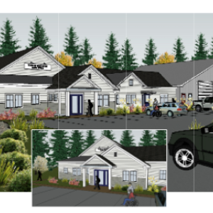 rendering of proposed community building