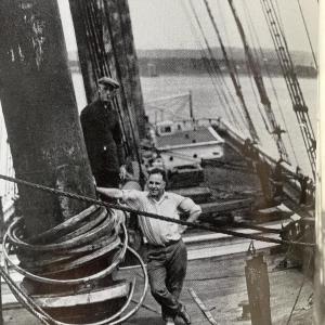 two men on a schooner
