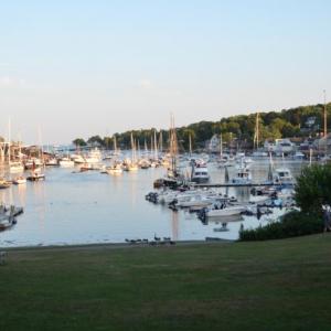 Camden Harbor, with a viewshed over the Harbor Park lawn.