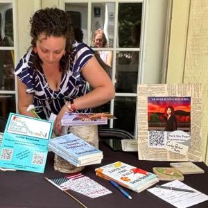 Carley Packard of No Shelf Control author collective was one of the authors at The Tiny Bookshop to greet the book crawl. Photo courtesy Kelly Hokkanen