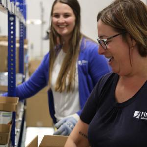 two women at food pantry