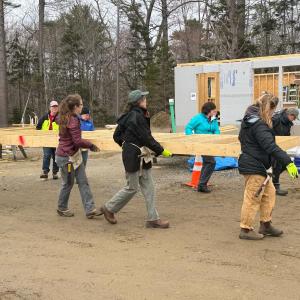 Women Build volunteers put their skills to work at Compass Point in Rockport during Midcoast Habitat’s spring 2026 event.