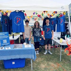 students at donation tent