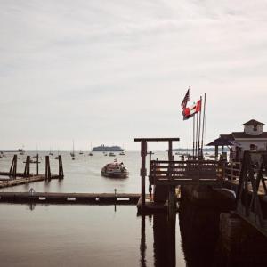 A cruise ship in Rockland Harbor during the fall of 2025. Photo by David Troup courtesy of the City of Rockland