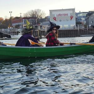 four witches in a boat