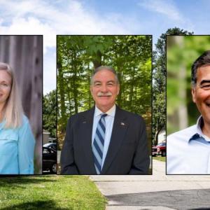 headshots of each candidate overlayed on a housing image