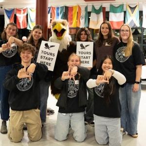 group photo with mascot