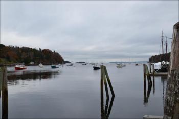 Rockport Harbor is quiet on Oct. 28. Dead calm. (Photo by Lynda Clancy)