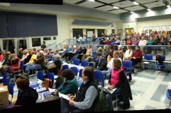 Roughly 200 people attended Monday night's public hearing on the proposed LPG facility. (Photo by Ethan Andrews)