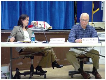 Searsport town attorney Kristin Collins and Planning Board Chairman Bruce Probert. (Photo by Ethan Andrews)