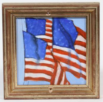 painting, art, fine, maine, flag, america, usa, united, states, memorial, patriot, framed, contemporary, modern, nation, country, linda, low, woolcott, artist,