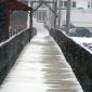 Footbridge during a winter storm