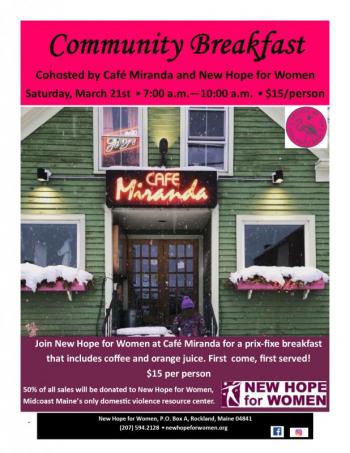 Cafe Miranda Breakfast New Hope for Women domestic violence event